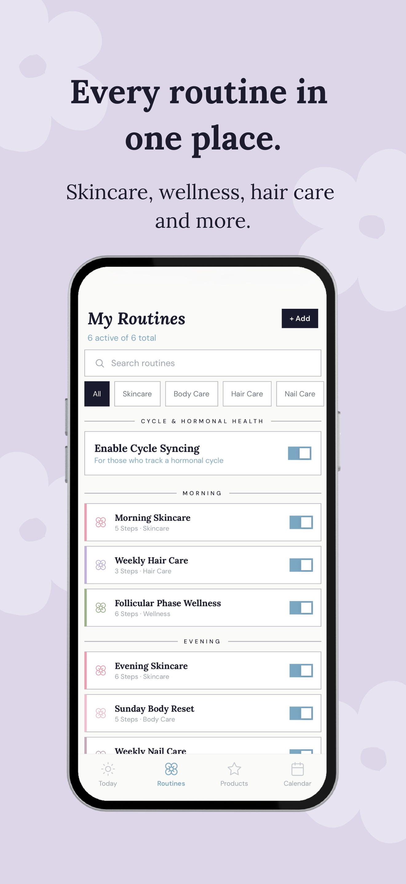 My Routines — every routine in one place across self-care categories