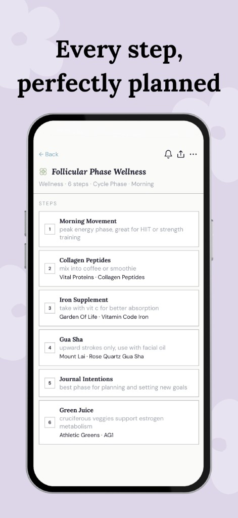 Every step, perfectly planned — routine detail with share and reminders